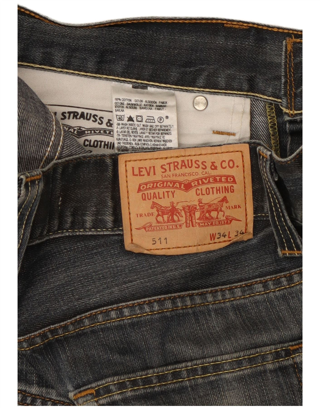 Levi's Dame 511 Slim Jeans W34 L34 Marineblå Bomuld