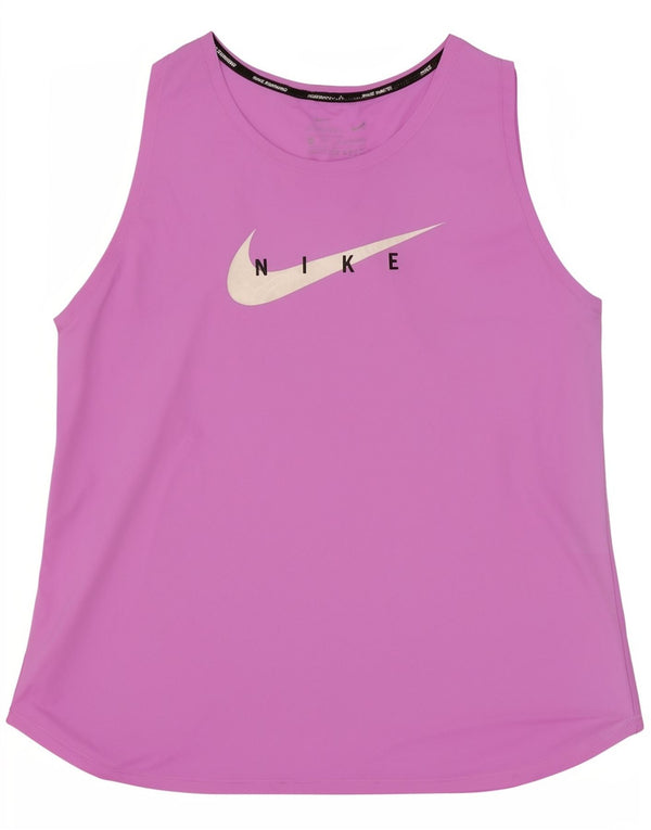 Nike Womens Running Grafisk Vest Top UK 14 Medium Pink Polyester Sports