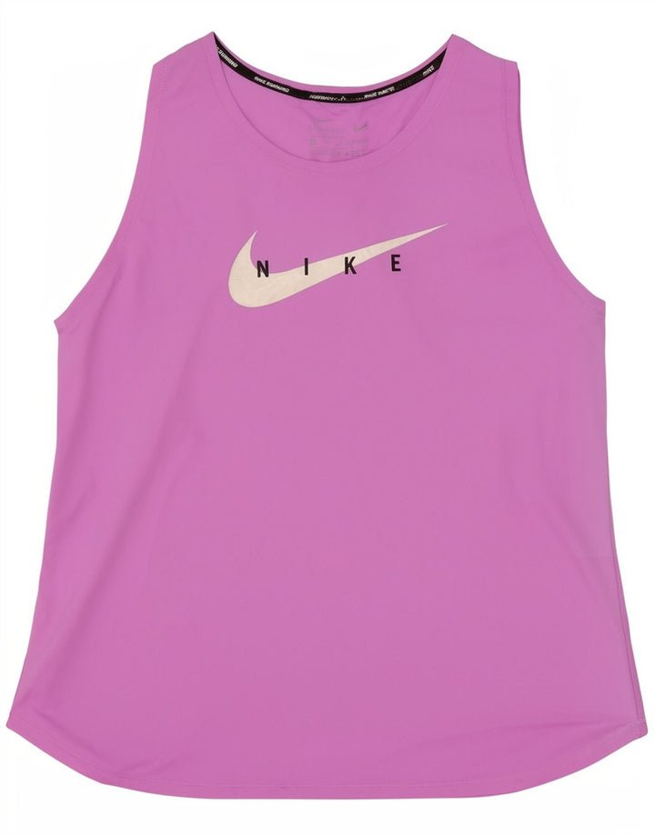 Nike Womens Running Grafisk Vest Top UK 14 Medium Pink Polyester Sports