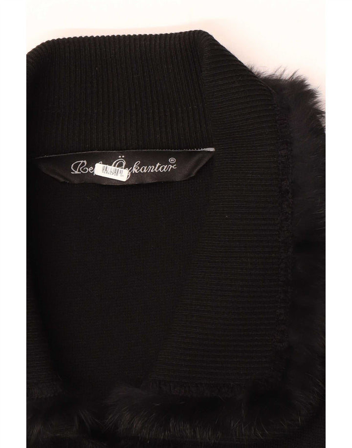 Vintage strik overfrakke til kvinder UK 16 Large Black Classic
