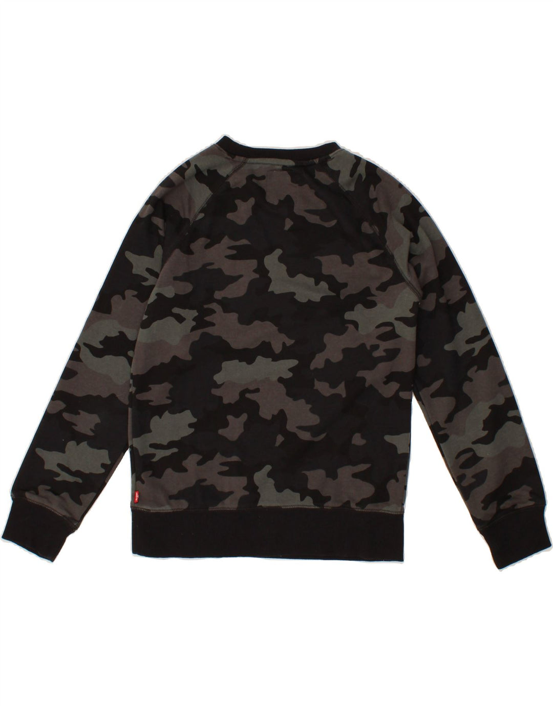 LEVI'S Boys Graphic Sweatshirt Jumper 12-13 Years Large Grey Camouflage Vintage Levi's and Second-Hand Levi's from Messina Hembry 