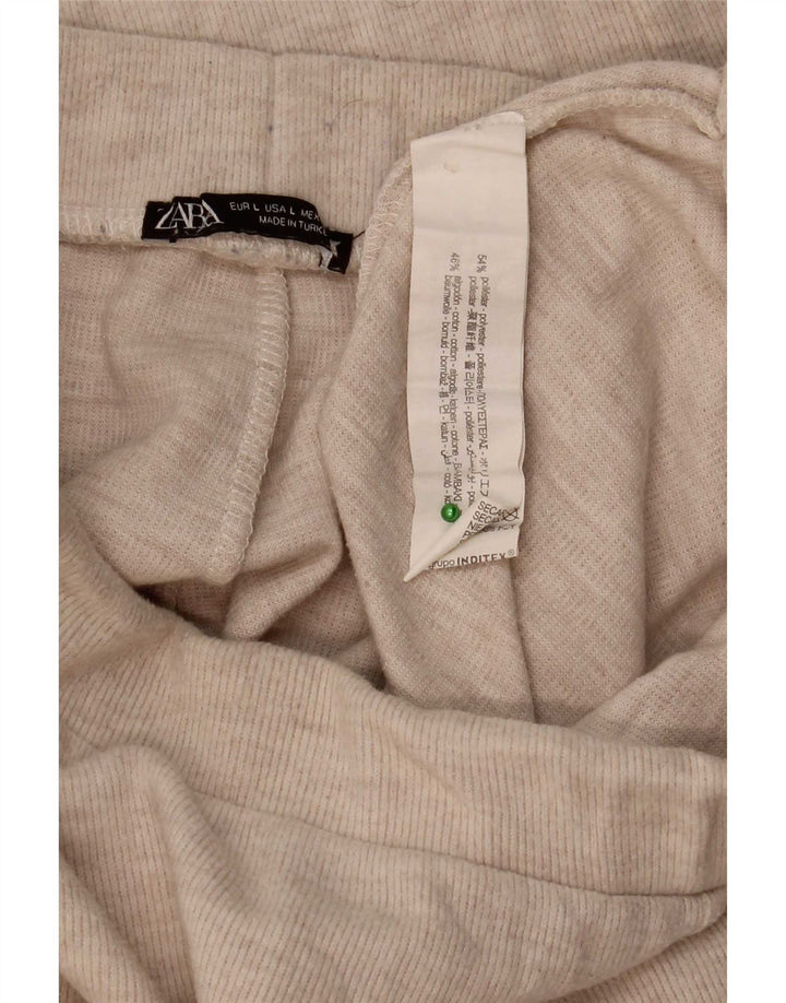 Zara Træningsdragtsbukser til kvinder UK 14 Large Beige Polyester