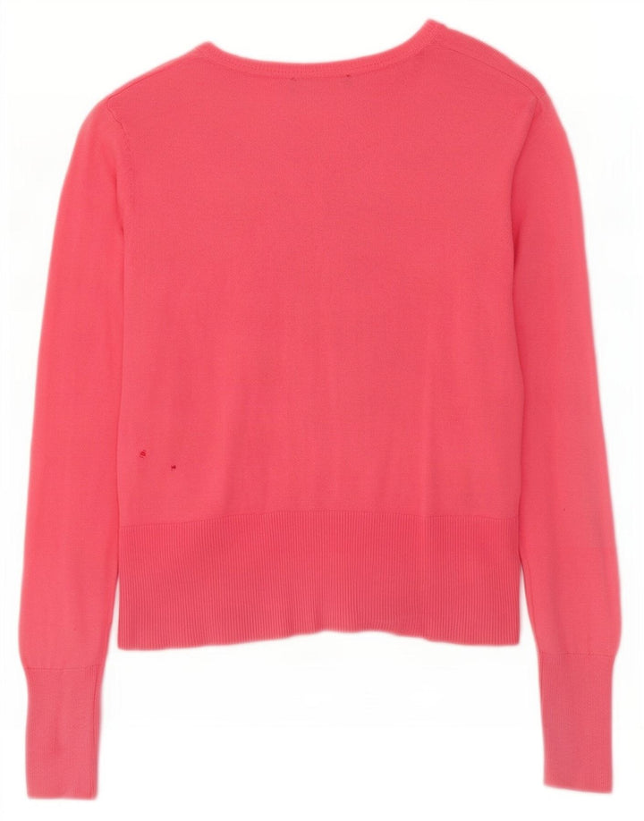 Oasis Womens Crop Cardigan Sweater UK 12 Medium Pink Bomuld