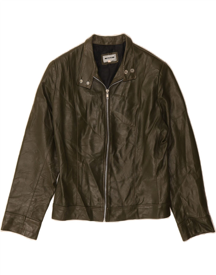 VINTAGE Womens Leather Jacket IT 42 Medium Green Leather Vintage Vintage and Second-Hand Vintage from Messina Hembry 