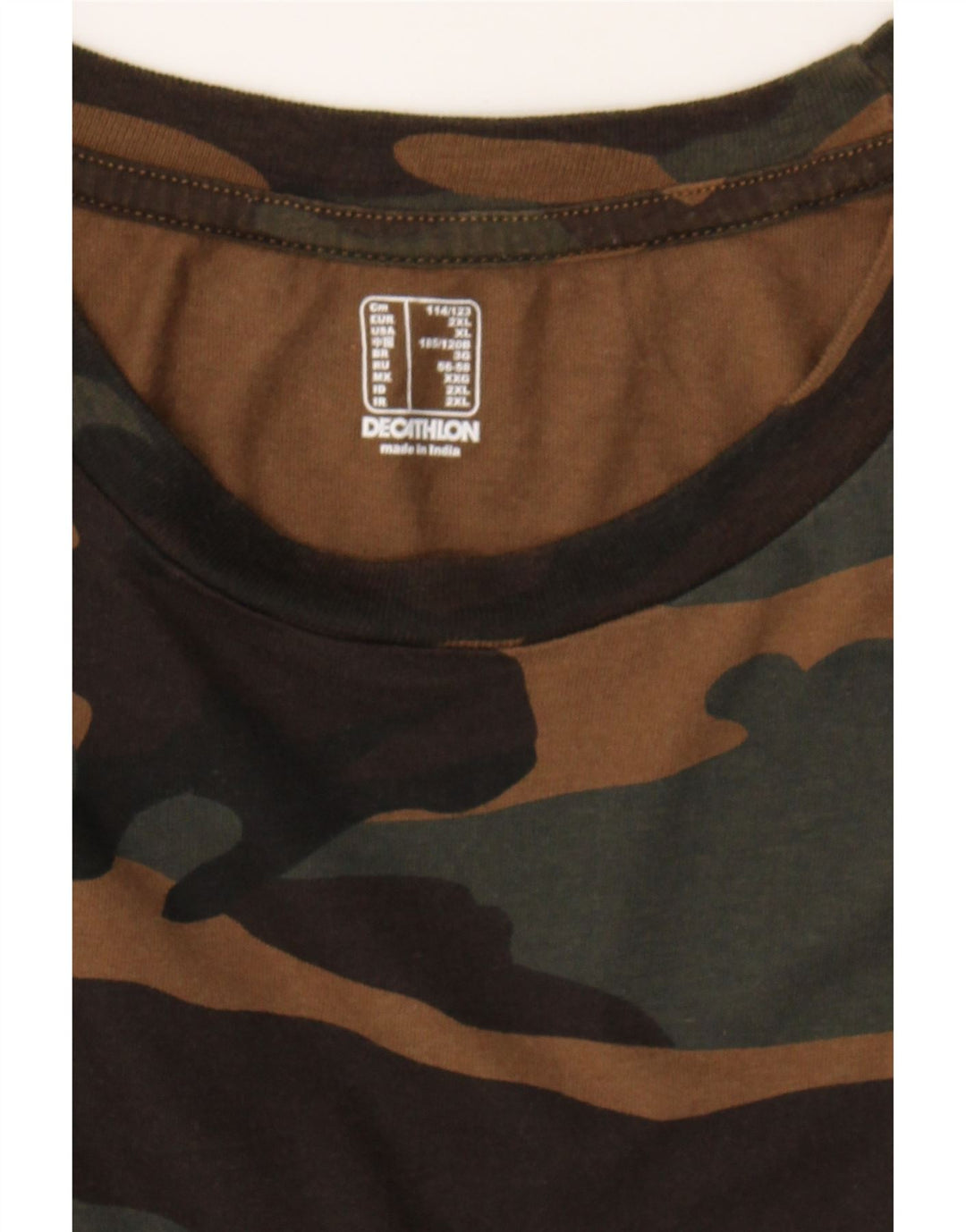 DECATHLON Mens T-Shirt Top 2XL Brown Camouflage Vintage Decathlon and Second-Hand Decathlon from Messina Hembry 
