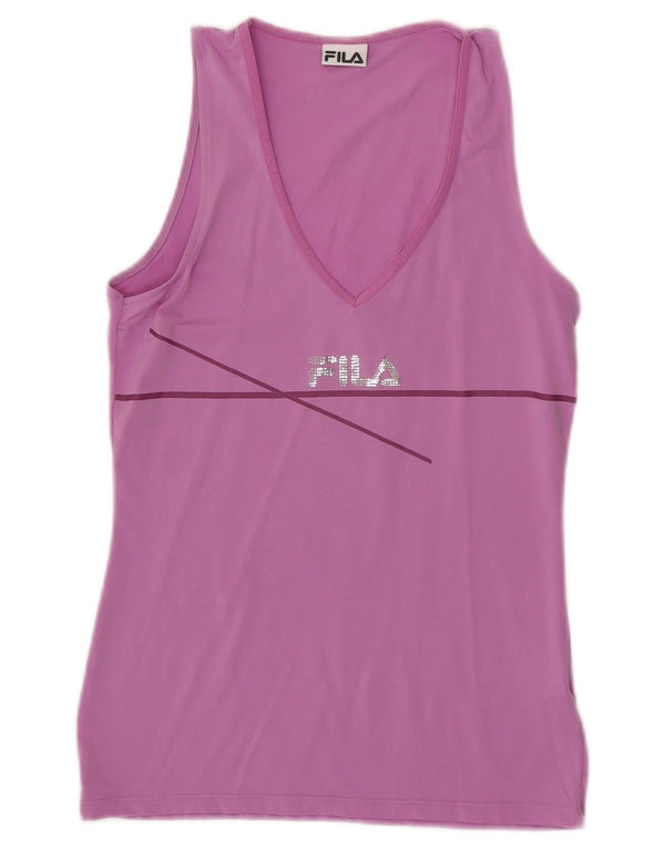Fila Kvinder Grafisk Vest Top UK 12 Medium Pink Nylon