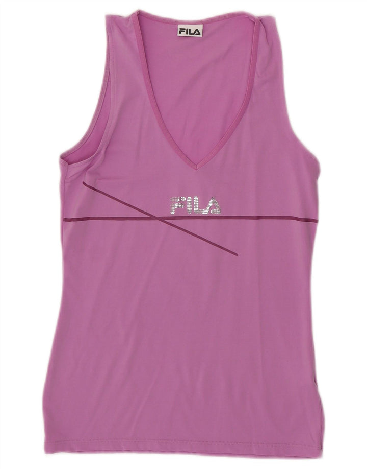 Fila Kvinder Grafisk Vest Top UK 12 Medium Pink Nylon