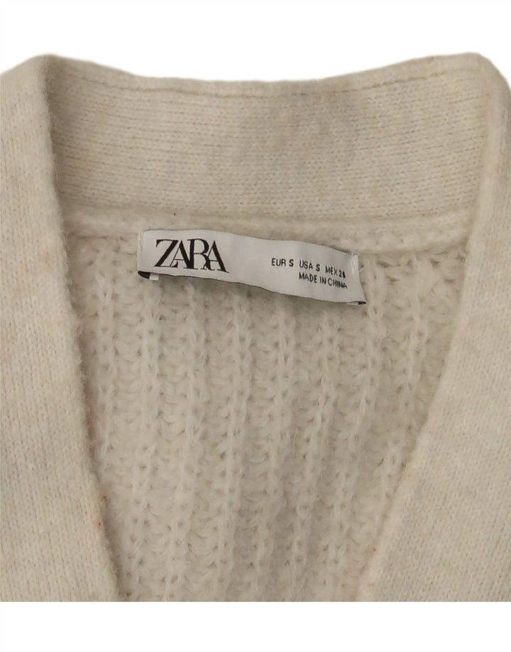 Zara Womens Crop Oversized cardigan sweater UK 10 Small White