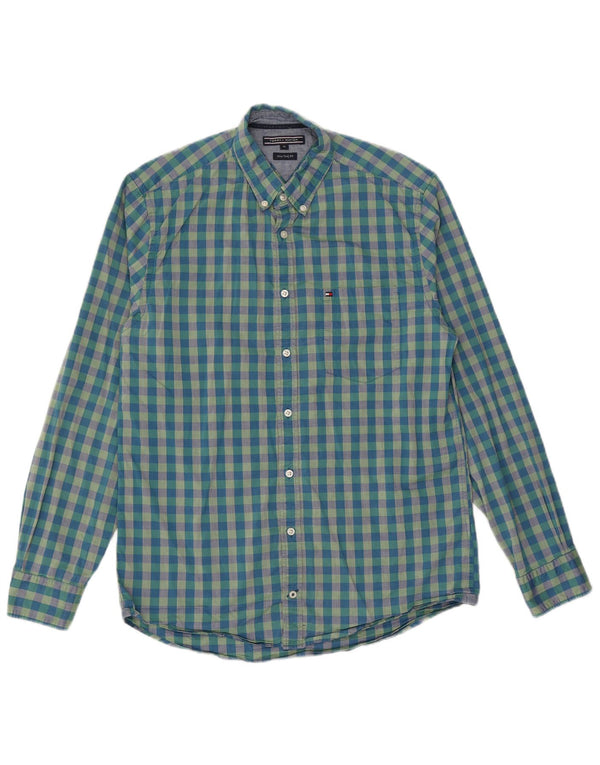 Tommy Hilfiger Herre New York Fit skjorte Medium Blue Gingham Cotton