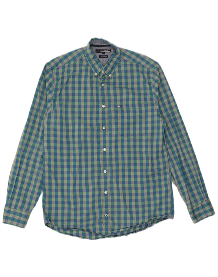 Tommy Hilfiger Herre New York Fit skjorte Medium Blue Gingham Cotton