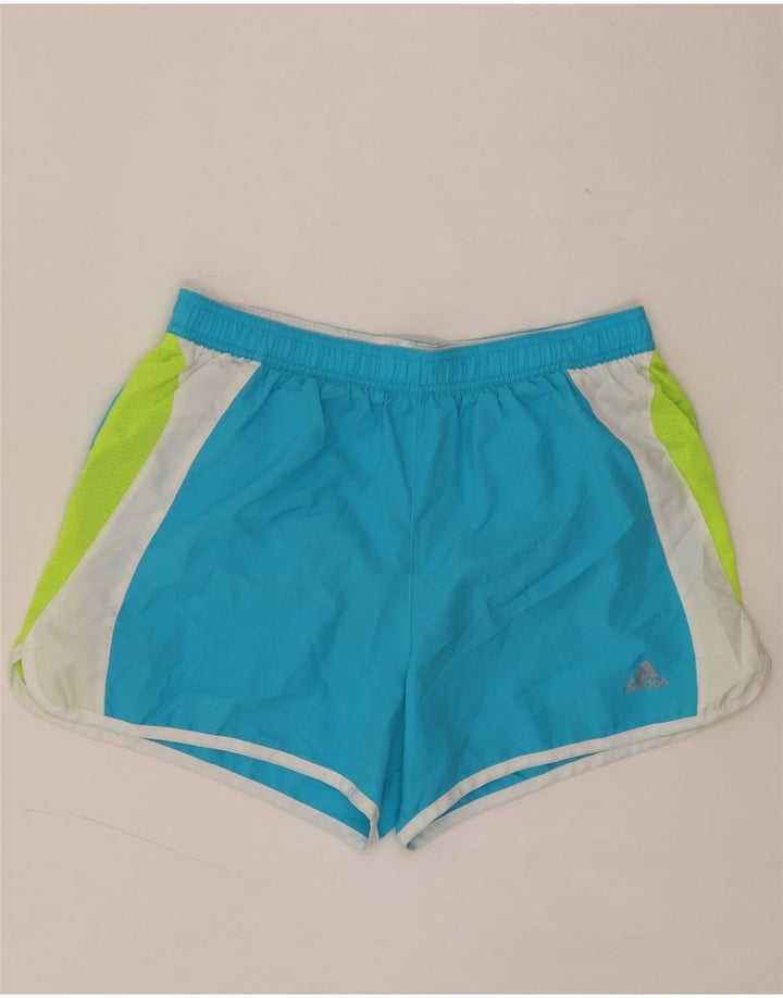 ADIDAS Womens Sport Shorts UK 14 Large Blue Colourblock Polyester Vintage Adidas and Second-Hand Adidas from Messina Hembry 