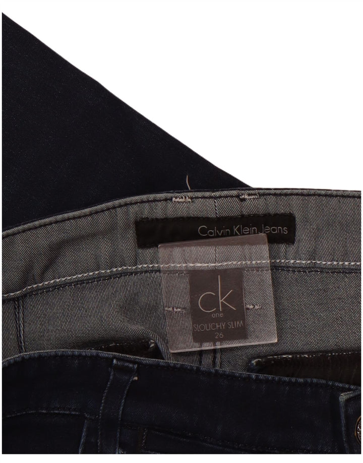 Calvin Klein Dame Slouchy Crop Slim Jeans W26 L25 Navy Blue