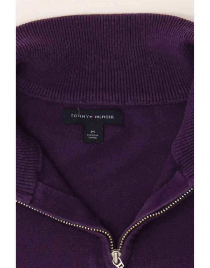 TOMMY HILFIGER Womens Zip Neck Jumper Sweater UK 12 Medium Purple Vintage Tommy Hilfiger and Second-Hand Tommy Hilfiger from Messina Hembry 