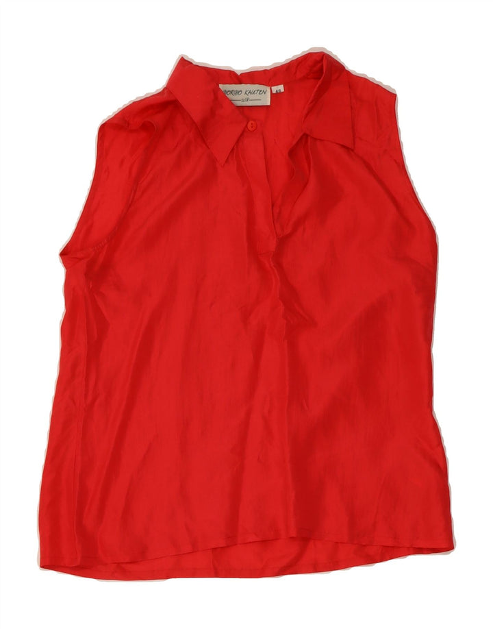 GIORGIO KAUTEN Womens Sleeveless Pullover Shirt IT 46 Large Red Silk Vintage Giorgio Kauten and Second-Hand Giorgio Kauten from Messina Hembry 