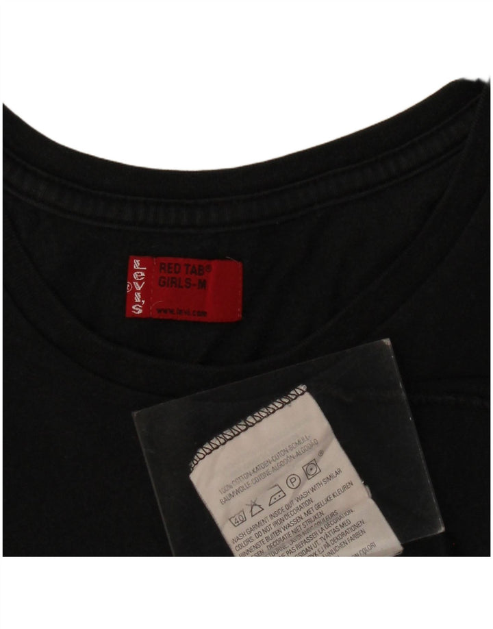 LEVI'S Girls T-Shirt Top 12-13 Years Medium Black Cotton