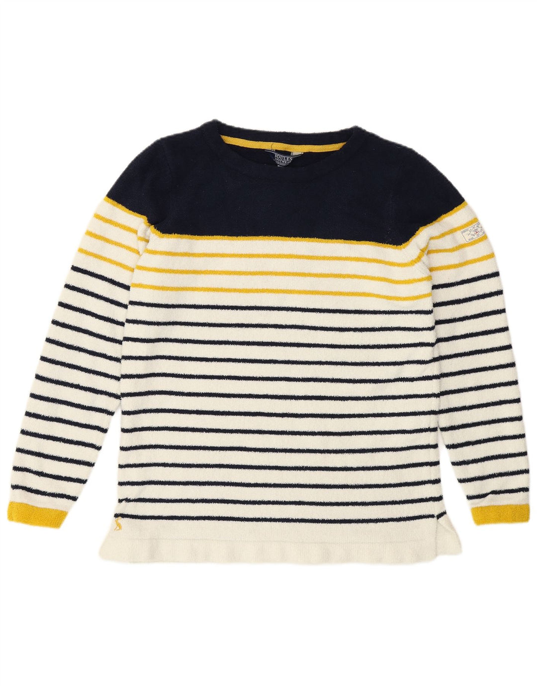 Joules Dame Fleece Jumper UK 12 Medium Hvid Stribet Polyester