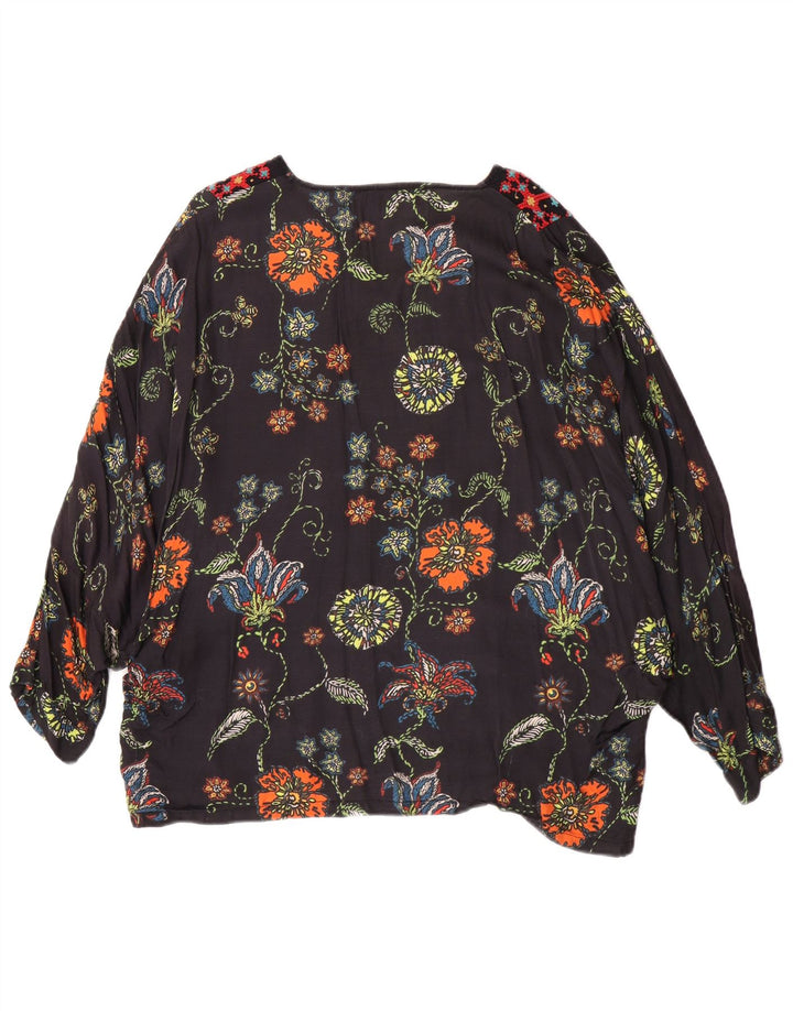 Desigual Dame Tunika Top UK 12 Medium Black Floral