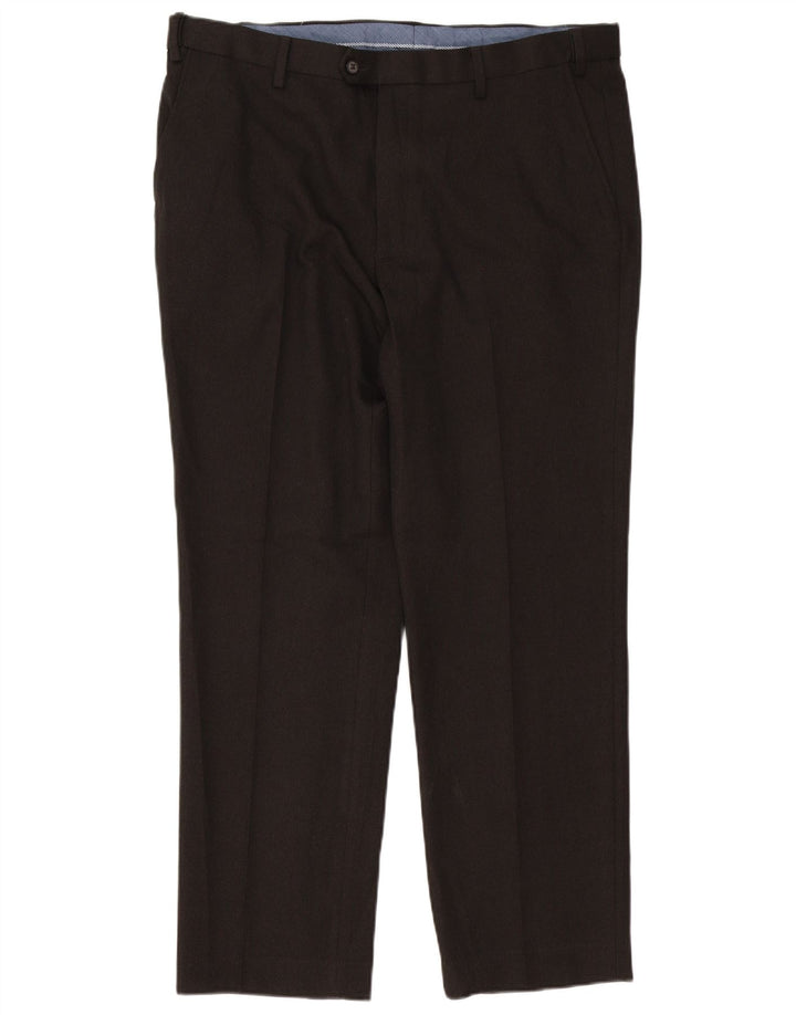 Marks & Spencer Herre Straight Regular Suit Bukser W38 L31 Brun Polyester