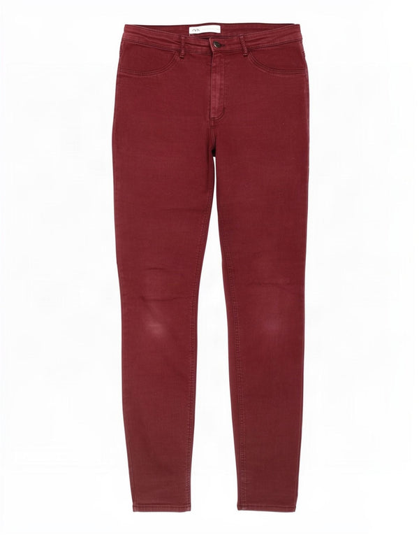 Zara Dame Skinny Casual Bukser EU 40 Medium W30 L29 Bourgogne bomuld