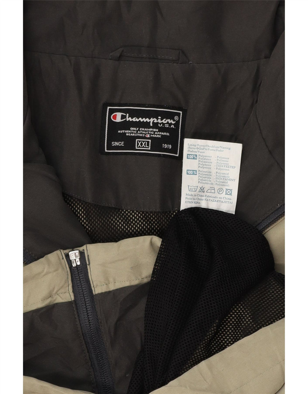 Champion Regnjakke til mænd UK 44 2XL Khaki Colourblock Polyester