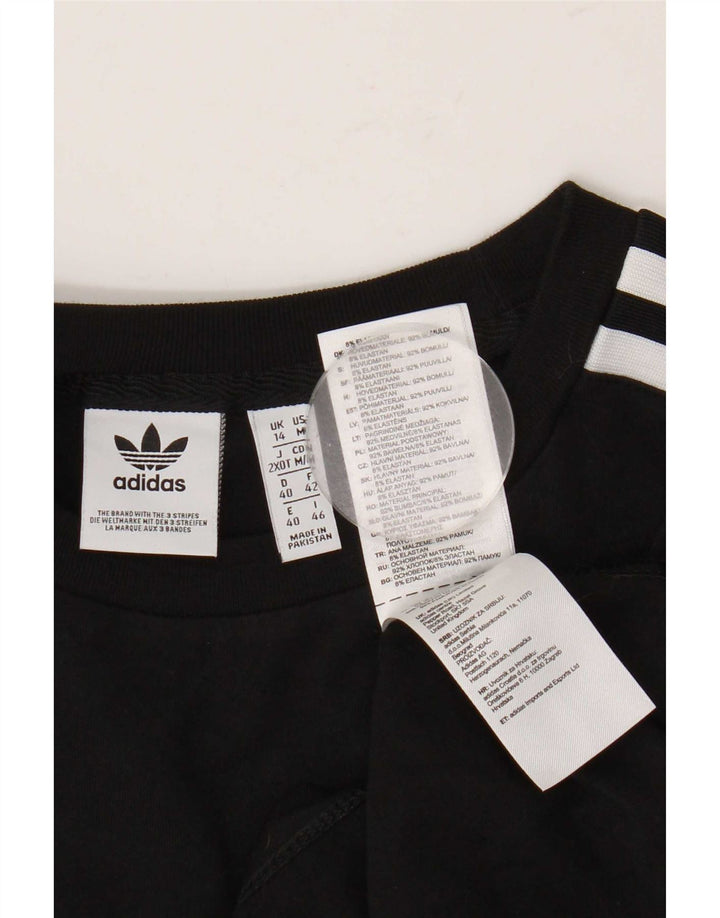 Adidas Dame T-Shirt Top UK 14 Medium Sort Bomuld