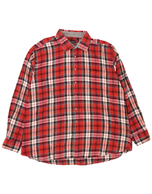Bernd Berger Mens Modern Fit Flannel Shirt 3XL Red Plaid Cotton