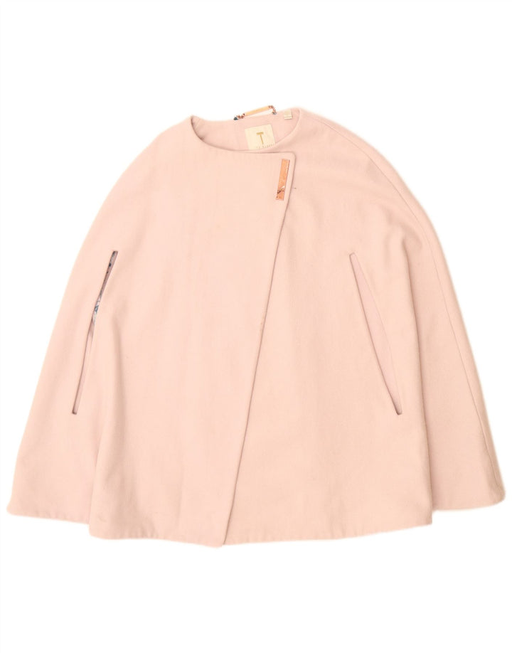 Ted Baker Dame Oversized Cape Coat UK 10 Lille Pink Uld