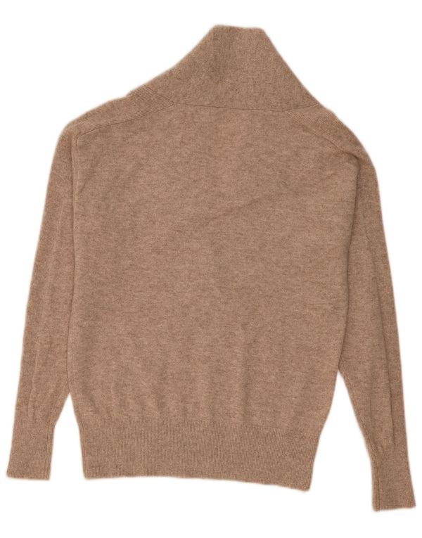 Vintage Dame Shawl Neck Jumper Sweater UK 14 Medium Beige Cashmere