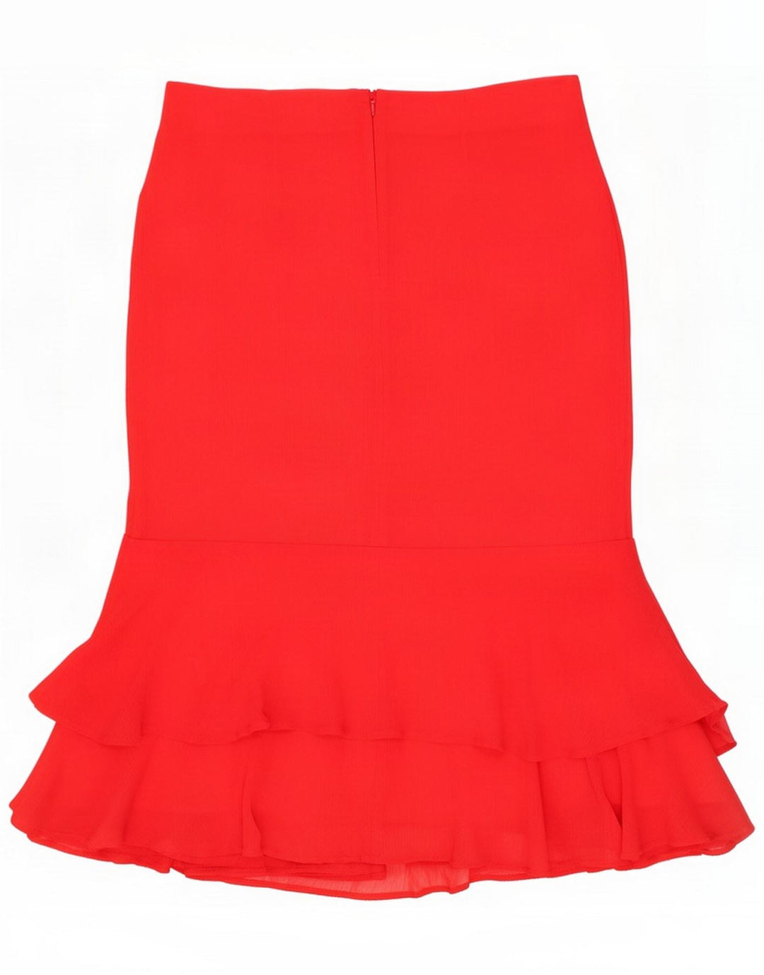 Marks & Spencer Dame Flæse Nederdel UK 12 Medium W32 Rød Polyester