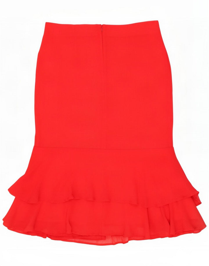 Marks & Spencer Dame Flæse Nederdel UK 12 Medium W32 Rød Polyester