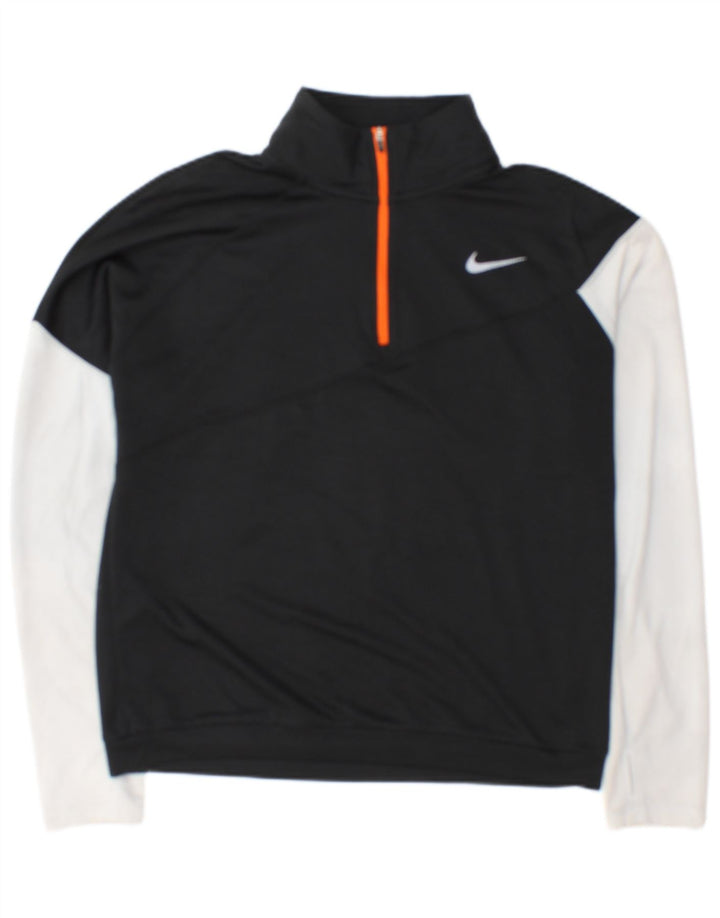 Nike sweater med lynlås til kvinder, træningsdragt Top UK 14 Medium Black Colourblock