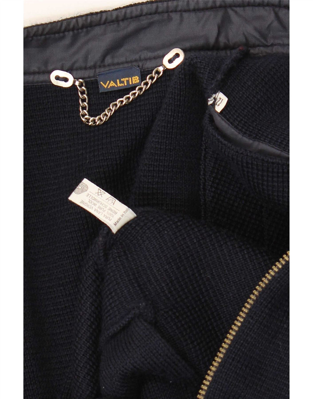 Vintage Dame Cardigan Sweater UK 12 Medium Navy Blue New Wool