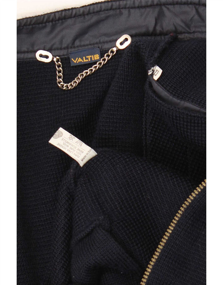Vintage Dame Cardigan Sweater UK 12 Medium Navy Blue New Wool