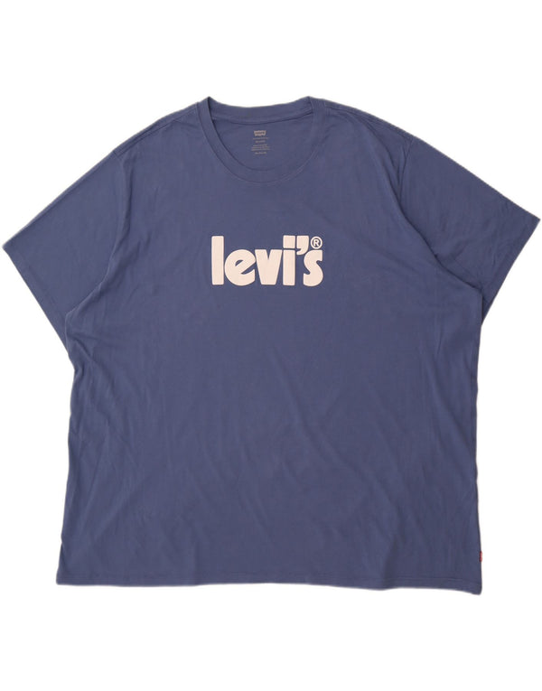 Levi's Herre Relaxed Fit Grafisk T-Shirt Top 3XL Blå Bomuld