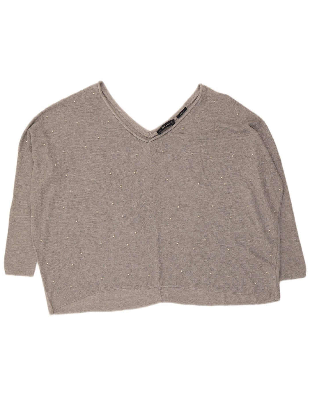 Zara Dame Oversized V-hals sweater UK 14 Medium Grey