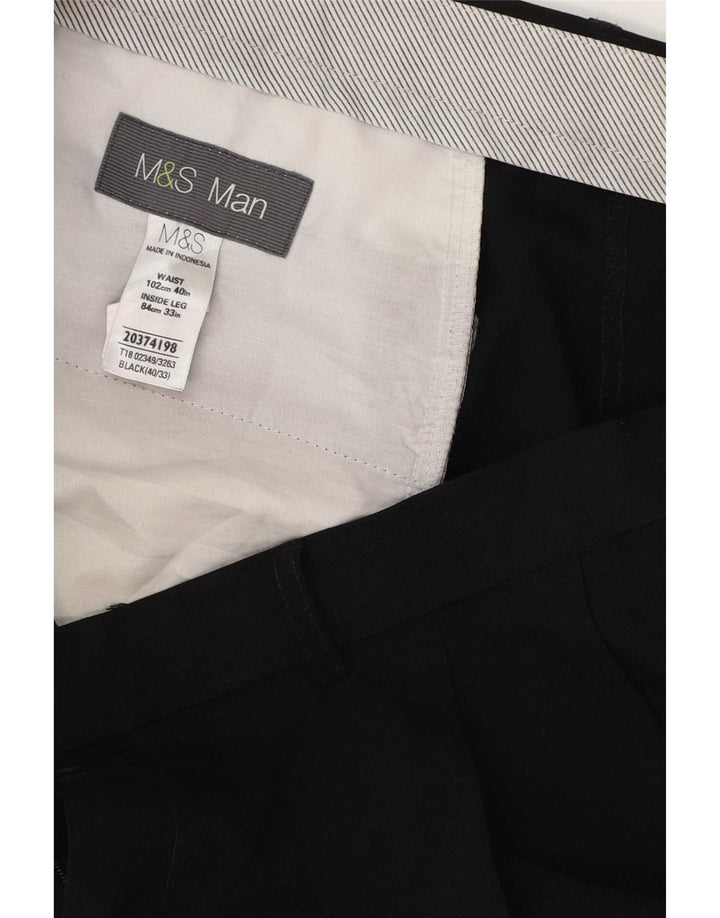 Marks & Spencer Herre Pegged Suit Bukser W40 L33 Sort Polyester