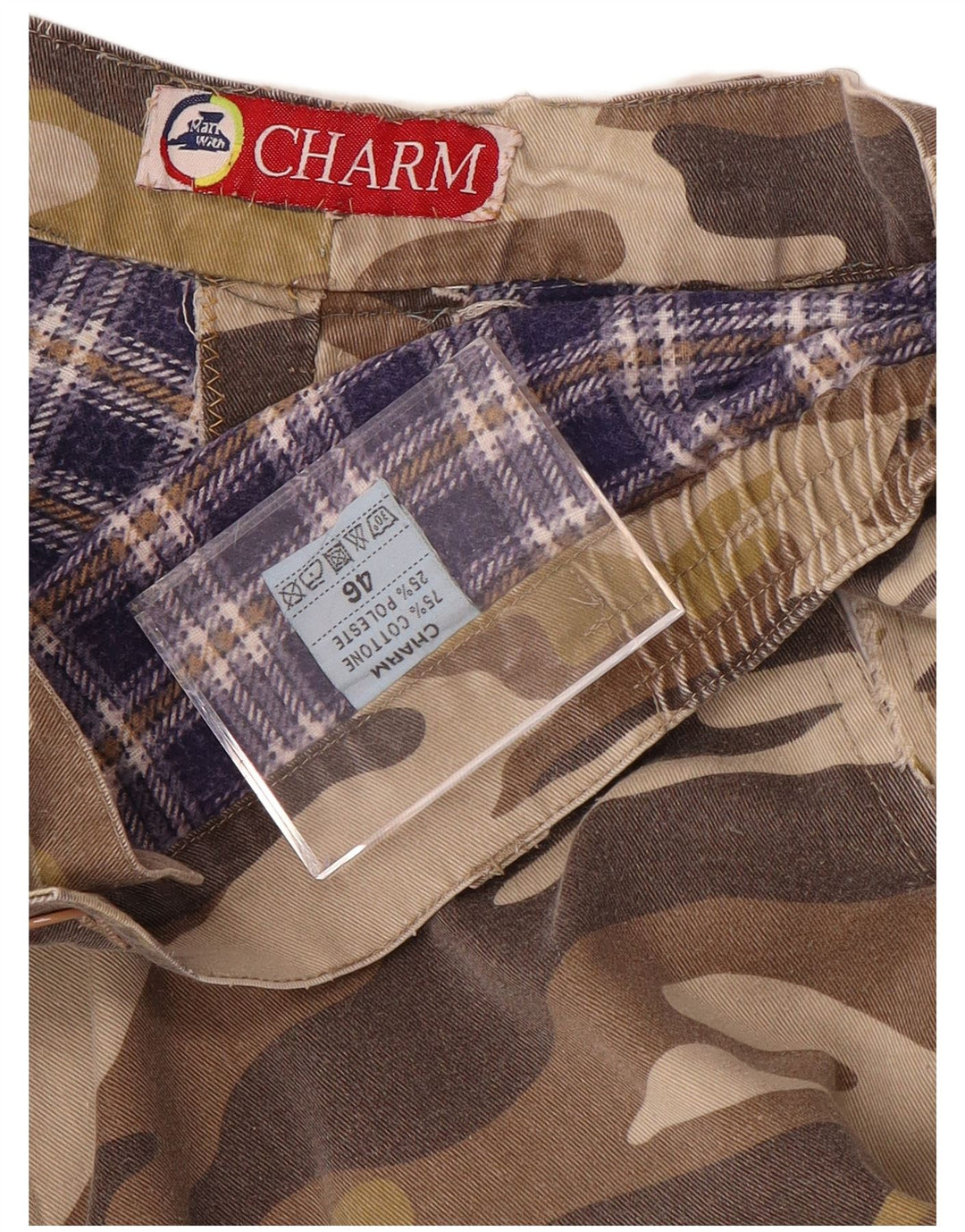 VINTAGE Straight Cargo Bukser til mænd W34 L28 Beige Camouflage Bomuld