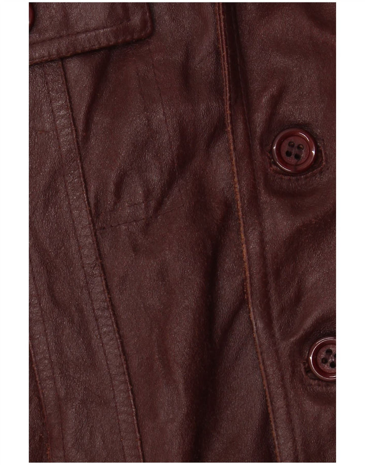 VINTAGE Herre 4-knaps læderblazerjakke IT 50 Large Burgundy Læder