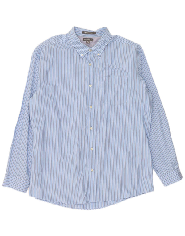 Eddie Bauer Herre Classic Fit skjorte XL Blå nålestribet bomuld