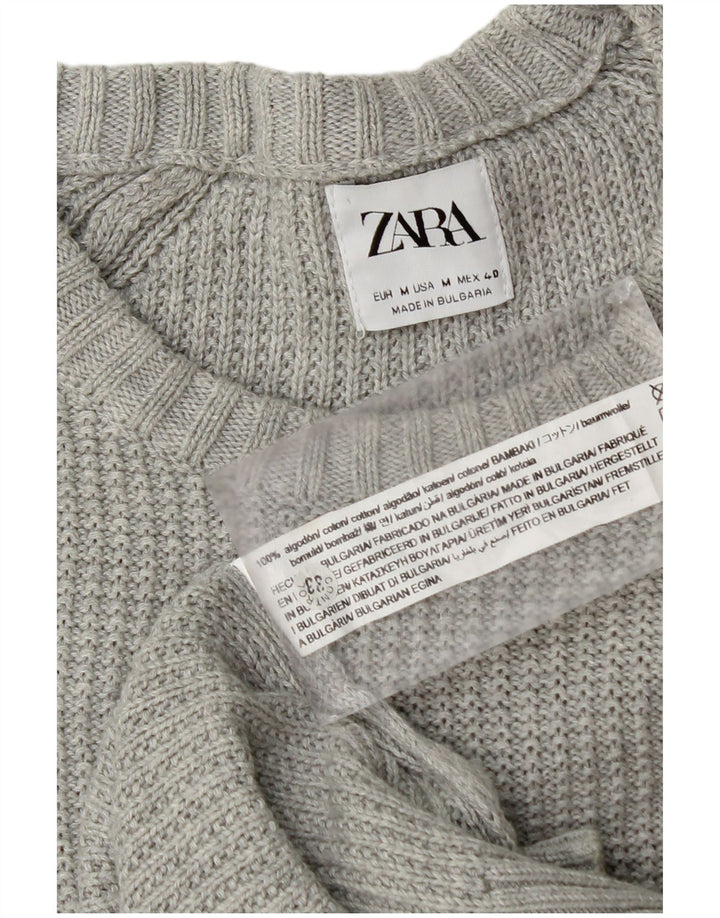 Zara Herre sweater med rund hals, mellemgrå bomuld