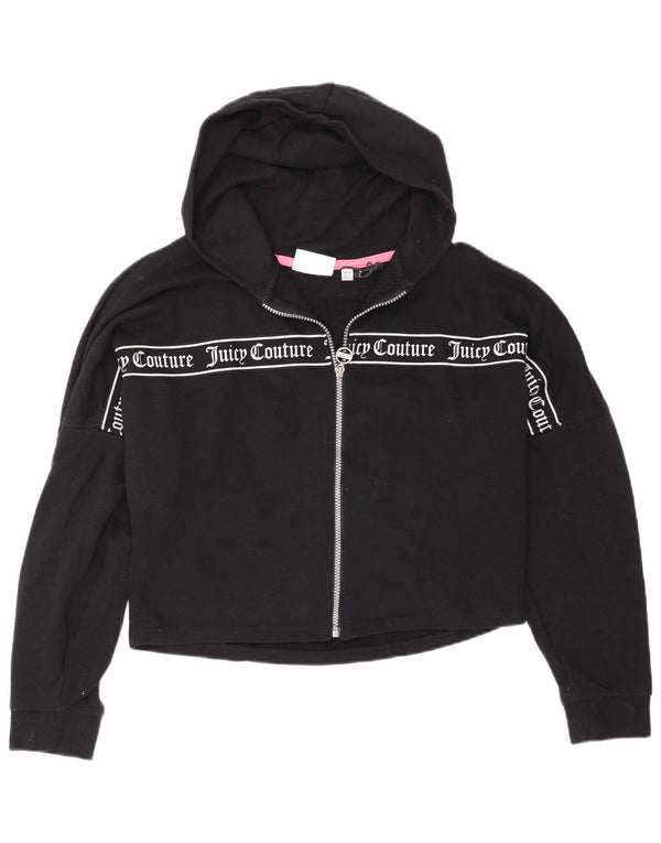 Juicy Couture Piger Grafisk Crop Hættetrøje Sweater med lynlås 14-15 år Sort