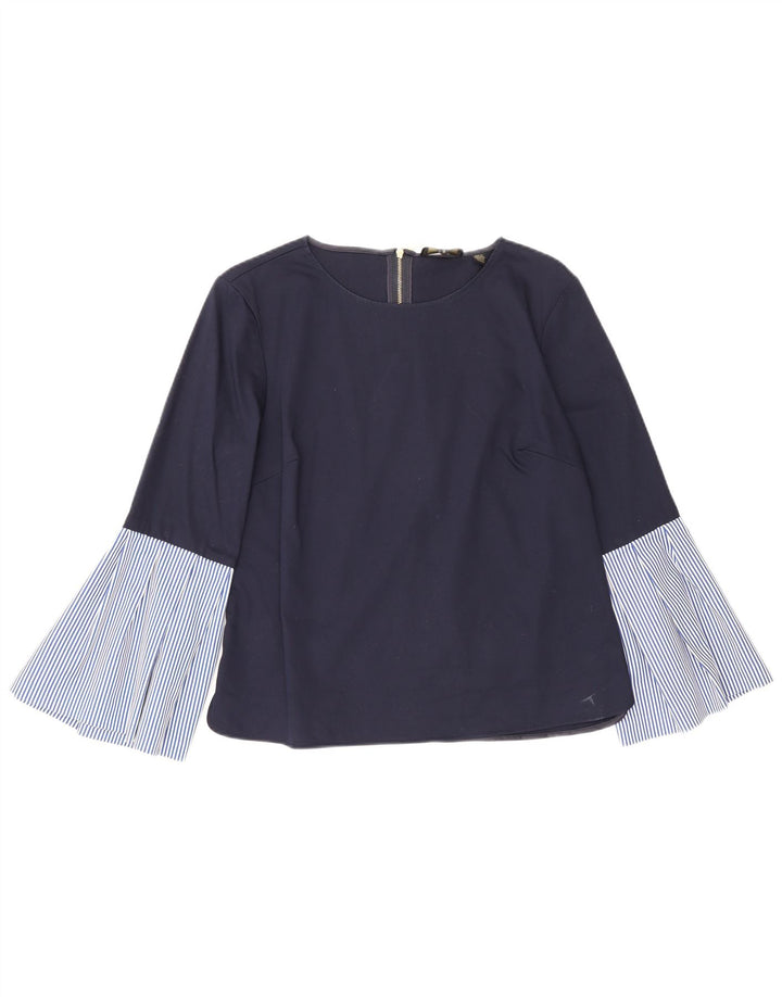 Ted Baker damebluse med 3/4 ærmer str. 3 Medium marineblå nålestribe