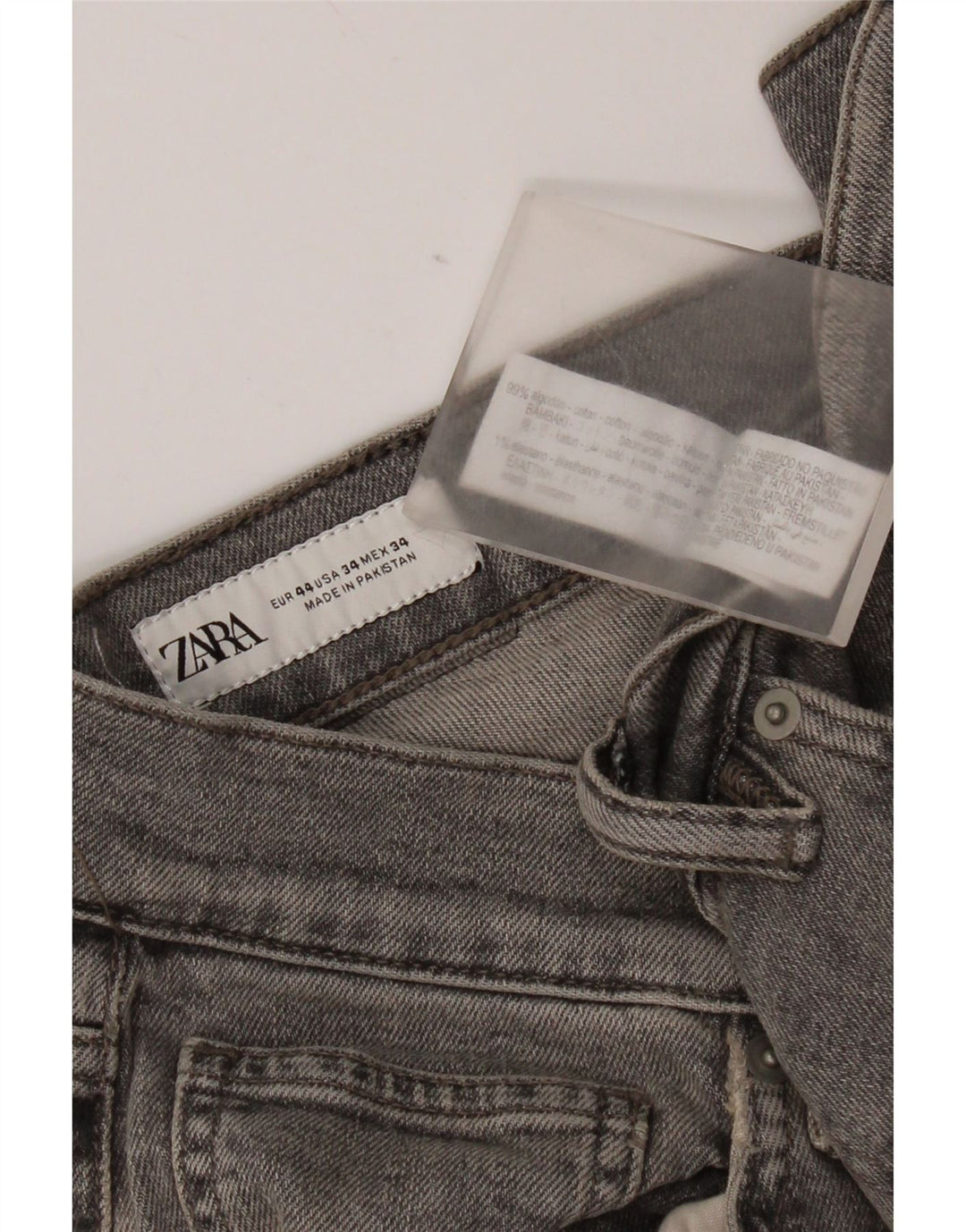 Zara Herre Slim Jeans EU 44 Large W34 L31 Grå Bomuld