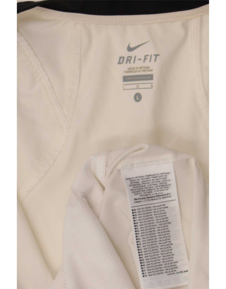 Nike Dame Dri Fit træningsdragt Topjakke UK 16 Stor hvid farveblok