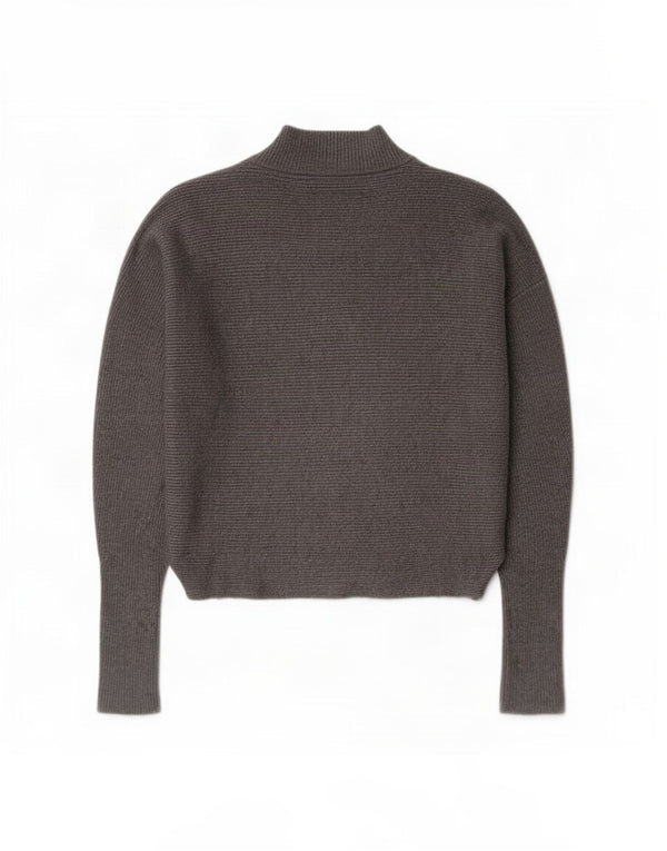 Zara Womens Crop Turtle Neck Jumper Sweater UK 14 Medium Grey Viscose