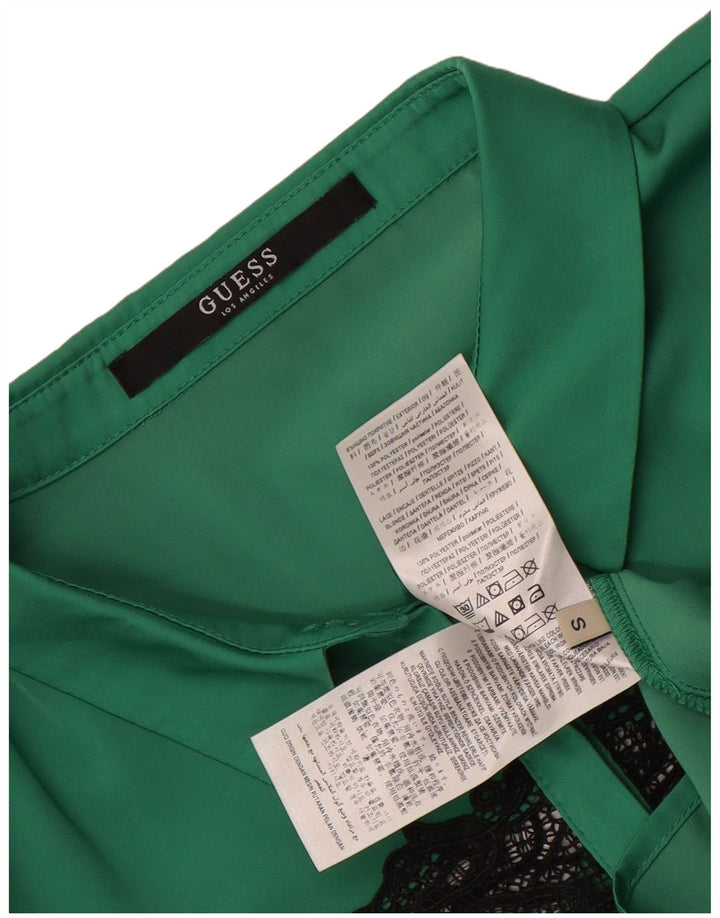 Guess Kortærmet skjortebluse til kvinder UK 10 Lille grøn polyester