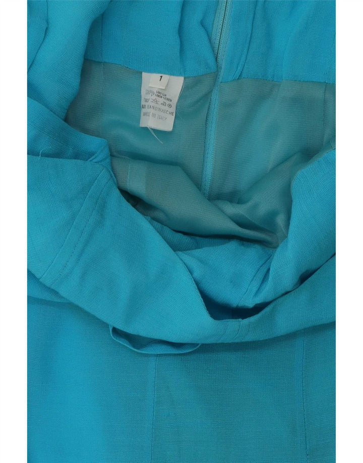 Vintage Dame Ærmeløs Jumpsuit UK 12 Medium Blue Linen