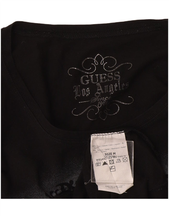 Guess Dame Grafisk Top Langærmet UK 12 Medium Sort Bomuld