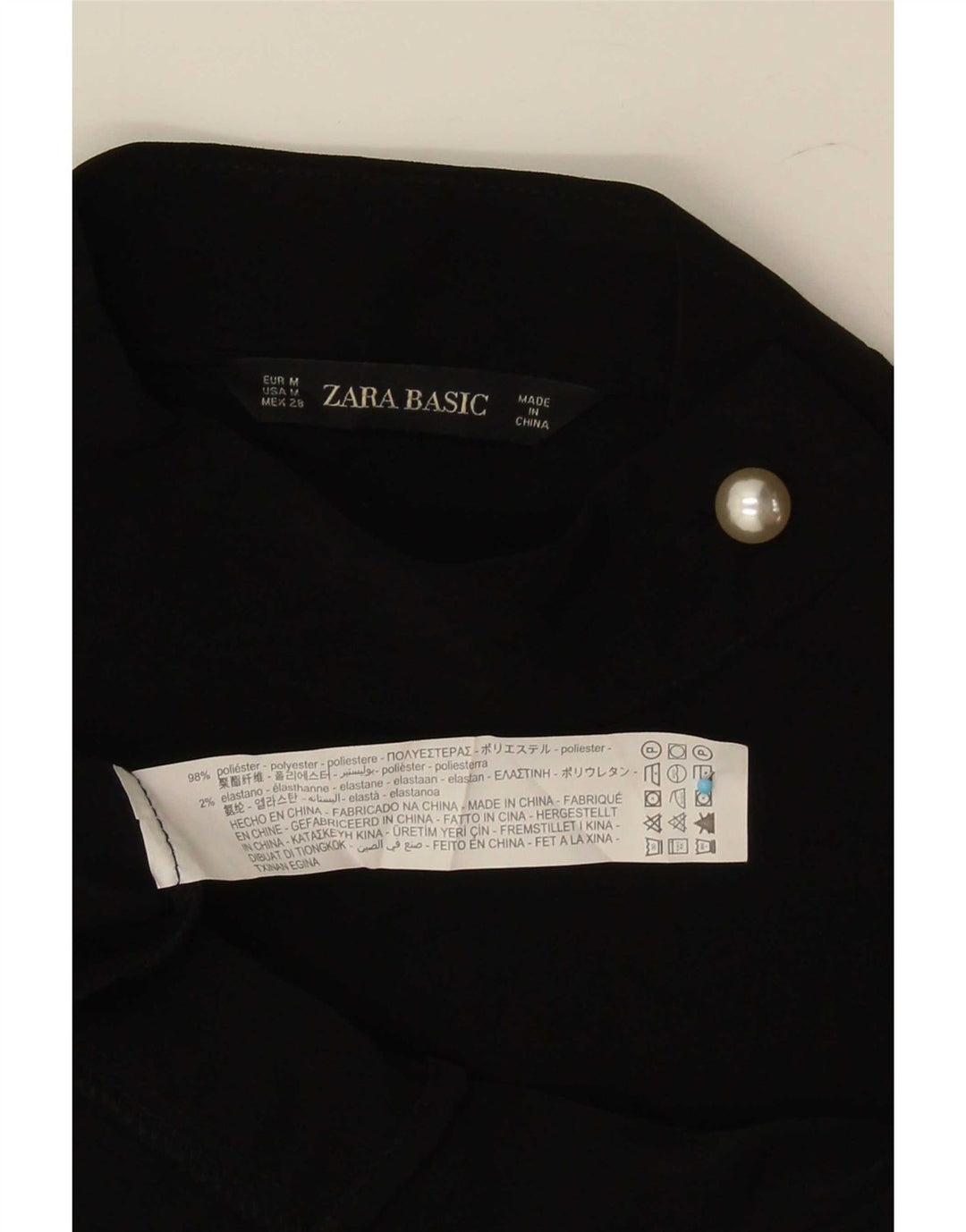 Zara Dame Langærmet Bluse Top UK 14 Medium Sort Polyester