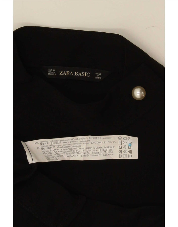 Zara Dame Langærmet Bluse Top UK 14 Medium Sort Polyester